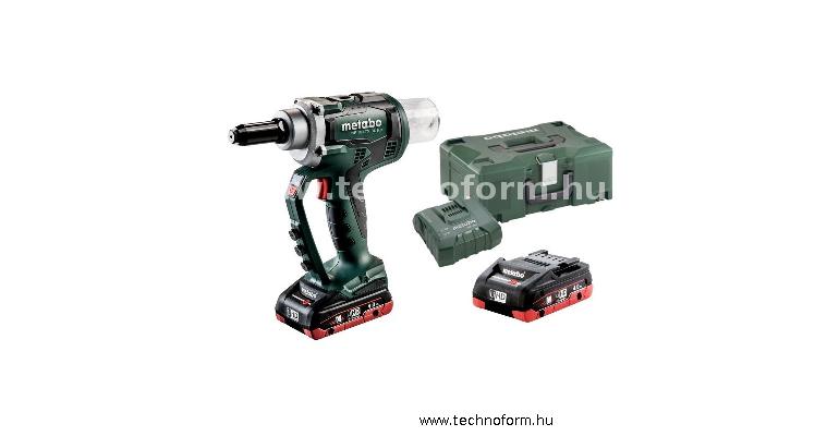 metabo np 18 ltx bl akkus popszegecshúzó pisztoly 18v akkuval, töltővel, hordtáskában - 619002800