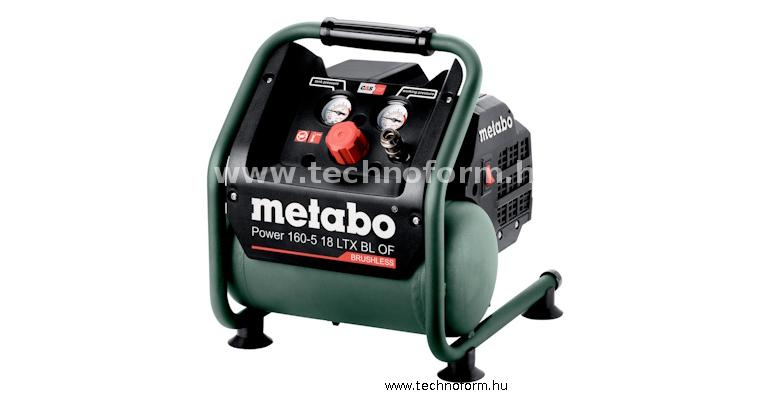 metabo power160-518ltxblof-850 akkumulátoros kompresszor 18v 5 literes tartállyal - 601521850