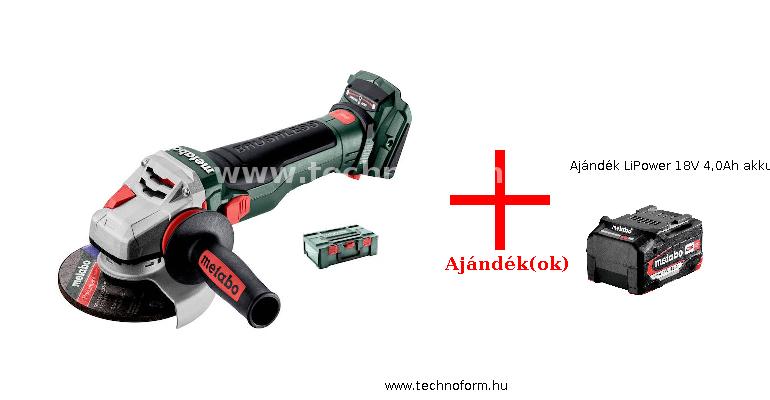 metabo wb18ltxbl15-125q-840 akkus sarokcsiszoló 125mm 18v akku és töltő nélkül metabox-ban + ajándék lipower 18v 4,0ah akkumulátor - 601730840