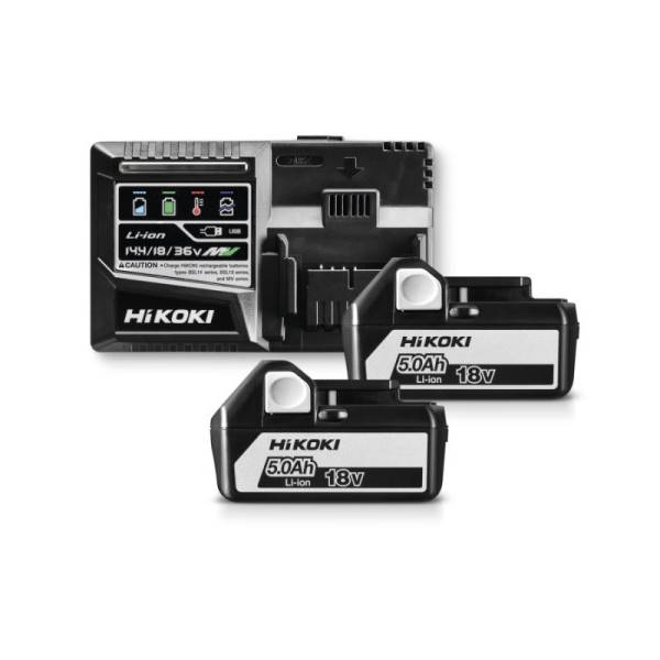 Hikoki UC18YSL3-WGZ Akkutöltő + 2x18V 5,0Ah akkumulátor Li-Ion