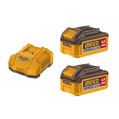 Ingco FBCPK2013E Akkumulátor szett Li-Ion 20V 2x4,0Ah + töltő 4,0A
