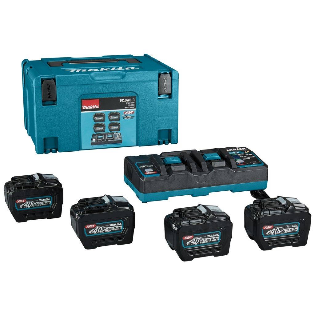 Makita 1910A8-3 Akku-szett MAKPAC-ban 4db 40V 8.0Ah akku + 1db DC40RB duplatöltő