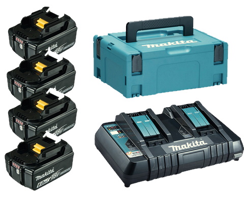 Makita 198091-4 Akku-szett MAKPAC-ban 4db 18V/6.0Ah akku + 1db DC18RD töltő