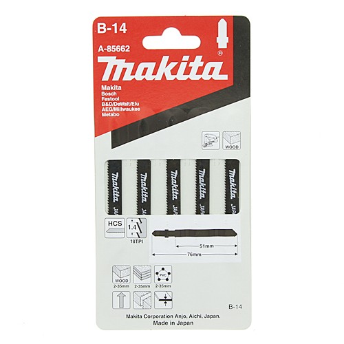 Makita A-85662 Dekopírfűrészlap fára L76mm Z18 B14 5db