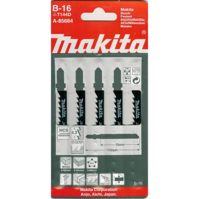 Makita A-85684 Dekopírfűrészlap fa, műanyag L105mm Z6 B16 5db