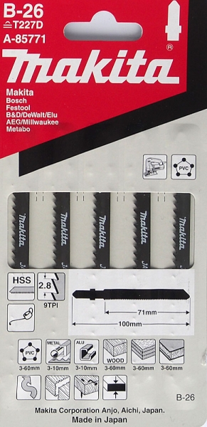Makita A-85771 Dekopírfűrészlap fémre L100mm Z9 B26