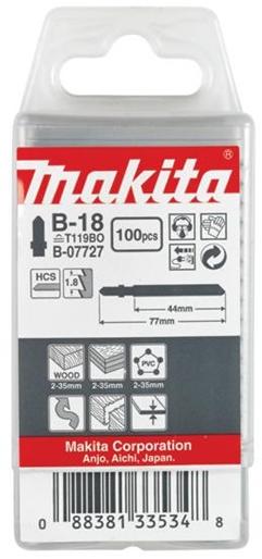 Makita B-07727 Dekopírfűrészlap fára, L77mm Z14 B18 100db