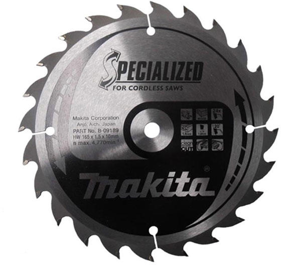 Makita B-09189 Körfűrészlap 165x10mm Z24 akkus