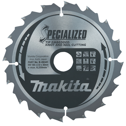 Makita B-09341 Körfűrészlap 185x30mm Z16 Szeges fához