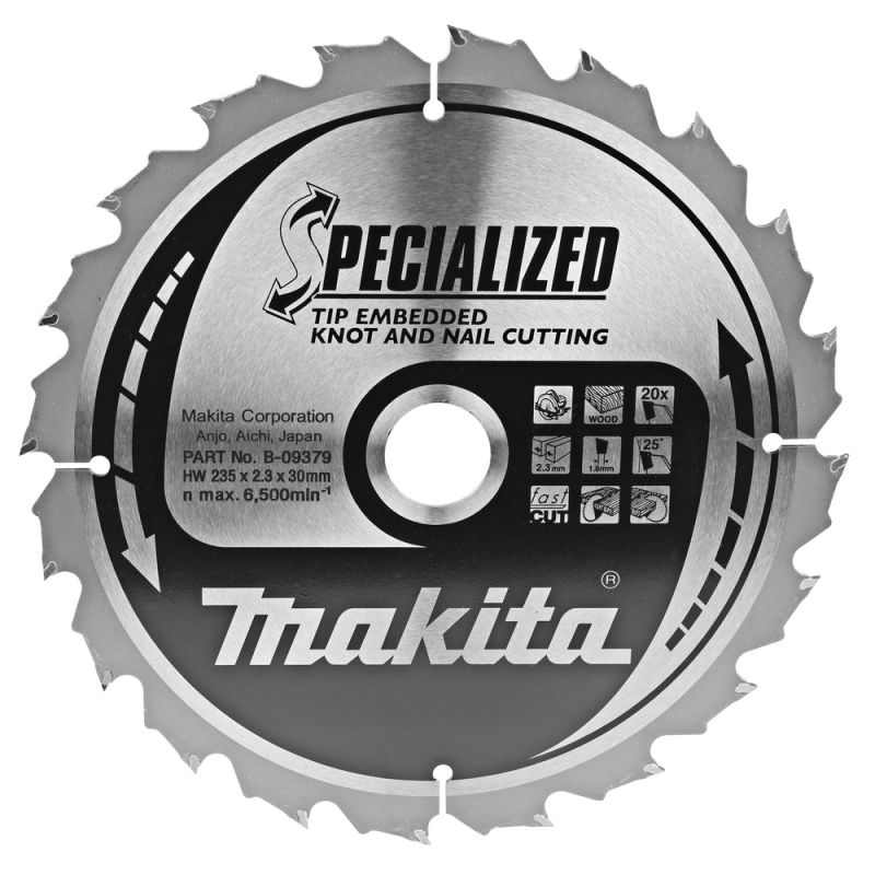 Makita B-09379 Körfűrészlap 235x30mm Z20 szeges és csomós fához