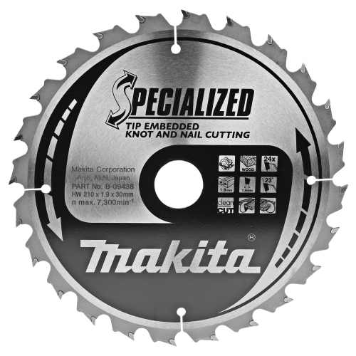 Makita B-09438 Körfűrészlap 210mm F:30 Z24 1,9/1,4  23° Makforce Fa