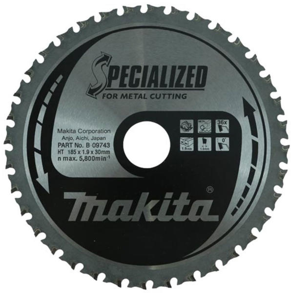 Makita B-09743 Körfűrészlap 185mm F:30 Z36 SPECIALIZED fém