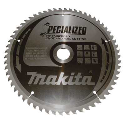 Makita B-33211 Körfűrészlap 270x30mm Z60 szeges és csomós fához