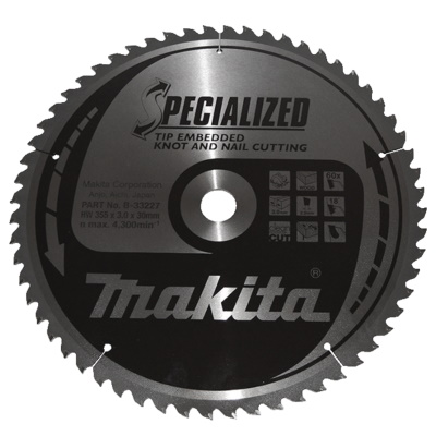Makita B-33227 Körfűrészlap 355x30mm Z60 szeges és csomós fához 3,0mm vastagság