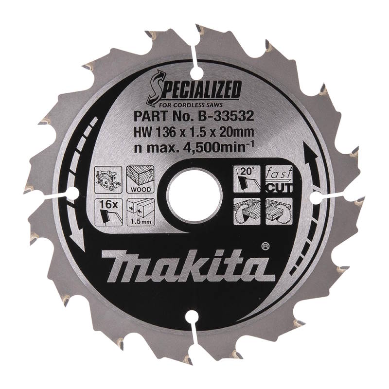 Makita B-33532 Körfűrészlape 136x20mm Z16 Makforce akkus gépre
