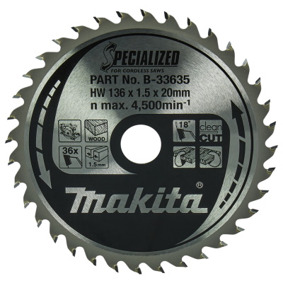 Makita B-33635 Körfűrészlap 136x20mm Z36 akkus
