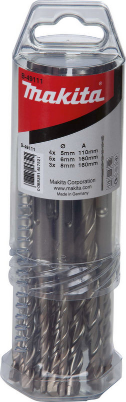 Makita B-49111 SDS+ fúrószár készlet 5,6,8: 3db 5x110 5db 6x160, 3db 8x160