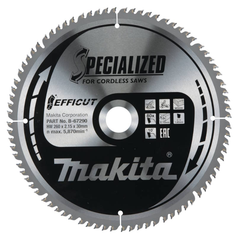 Makita B-67290 Körfűrészlap  260x30mm Z80 Fára EFFICUT