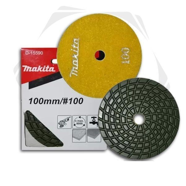 Makita D-15590 Tépőzáras gyémánt kőpolírozó tárcsa 100mm P100 sárga