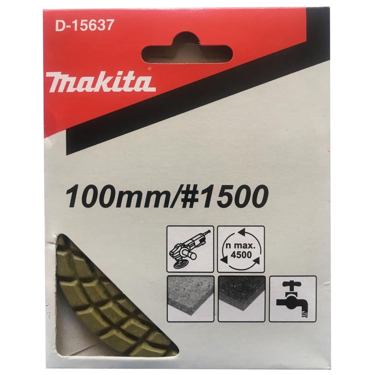 Makita D-15637 Tépőzáras gyémánt kőpolírozó tárcsa 100mm P150 világos zöld