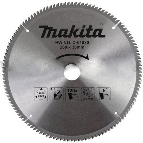 Makita D-61880 Körfűrészlap 260x30mm Z120 alu 2,6 vastagság