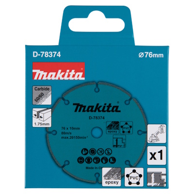 Makita D-78374 Vágótárcsa 76 x 10 mm epoxy, műanyag vágókorong 50-60 szemcse