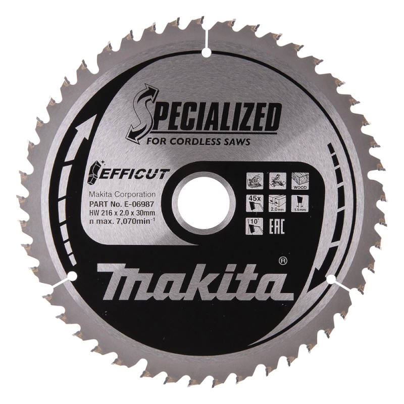 Makita E-06987 Körfűrészlap 216x30mm Z45 fára akkus gépekre