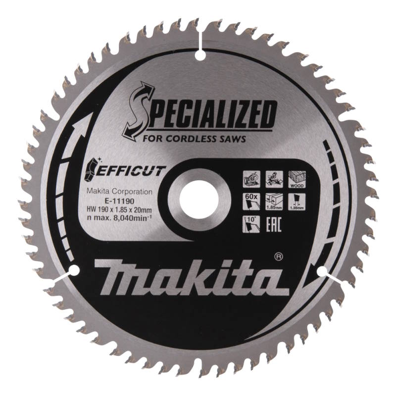 Makita E-11190 Körfűrészlap 190x20mm Z60 Fára akkus gépekhez is