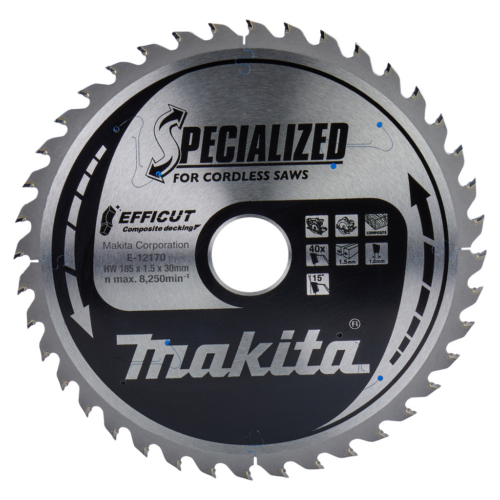 Makita E-12170 Körfűrészlap 185x30mm Z40 kompozit anyagok vágására
