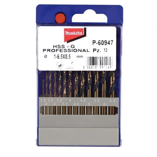 Makita P-60947 Fémfúrószár készlet 13db 1-6,5mm HSS-GM2 130°