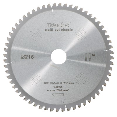 Metabo 628066000 Körfűrészlap 216x30mm Z60 Multi Cut
