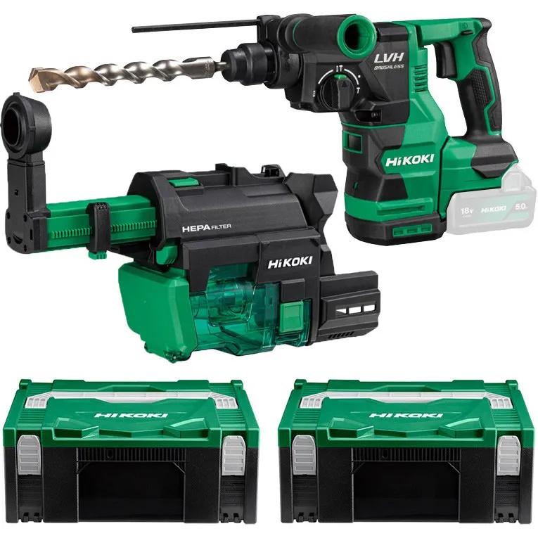 Hikoki DH1826DAW3Z Akkus fúró-vésőkalapács 2,6J + elszívó 18V akku és töltő nélkül Hitbox-ban