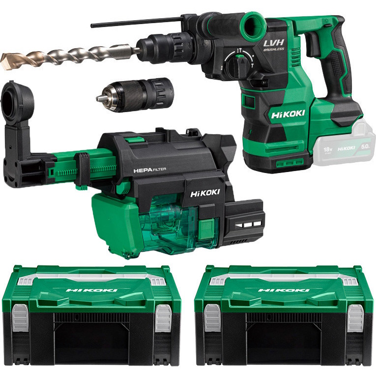 Hikoki DH1826DCW3Z Akkus fúró-vésőkalapács+elszívó 2,6J 18V akku és töltő nélkül Hitbox-ban