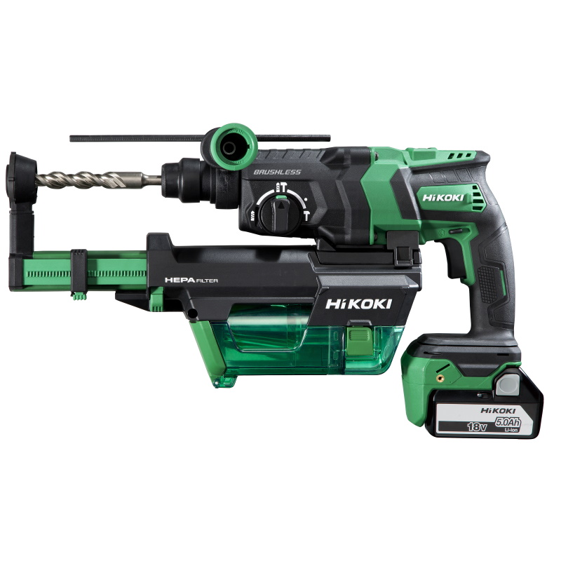 Hikoki DH18DPC-5AH-VACUUM Akkus fúró-vésőkalapács 3,2J porszívóval 18V 2x5Ah akkuval Hitbox-ban
