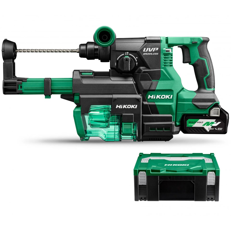 Hikoki DH3628DAWEZ Akkus fúró-vésőkalapács + porelszívó 3,2J 36V 2x2,5Ah akkuval HITBOX-ban