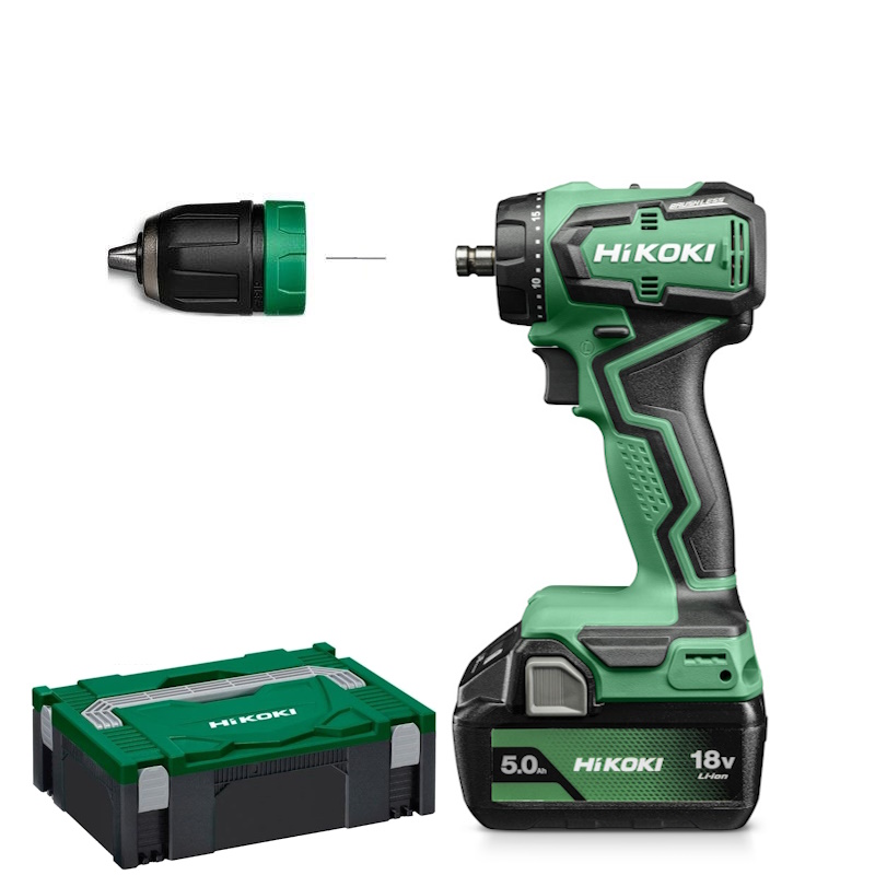 Hikoki DS18DDQWPZ Akkus fúró csavarozó 18V 55Nm 2x5Ah akkuval fejek nélkül Hitboxban