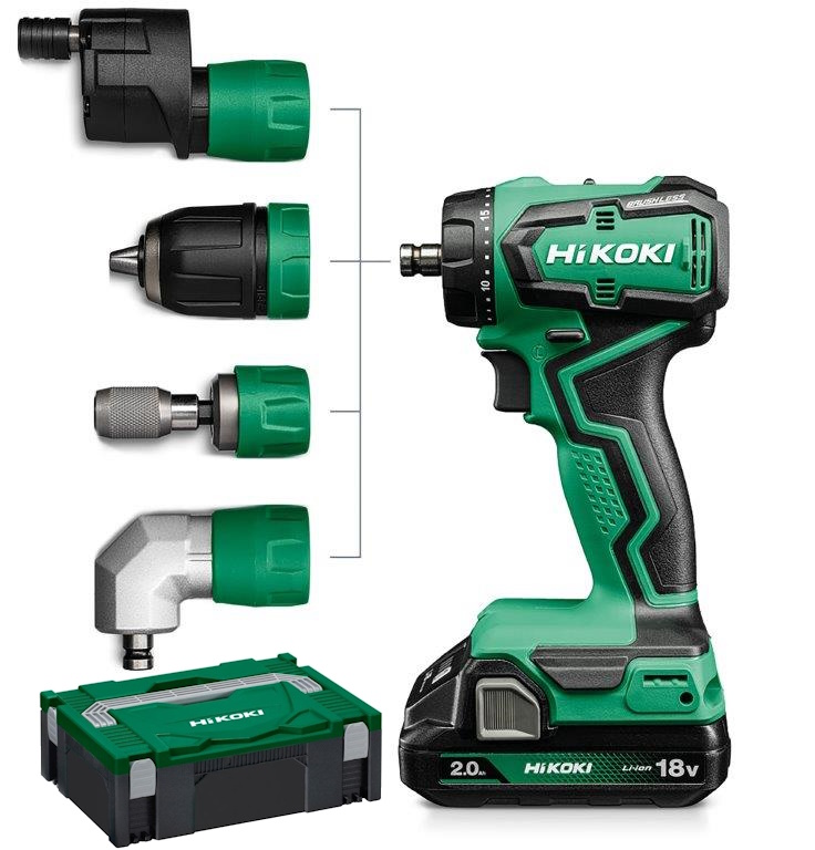 Hikoki DS18DDQWRZ Akkus fúró csavarozó 18V 55Nm 4 különböző fejjel 2x2Ah akkuval