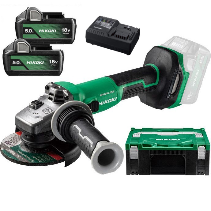 Hikoki G1813DEWQZ Akkus sarokcsiszoló 125mm 18V 2x5Ah akkuval