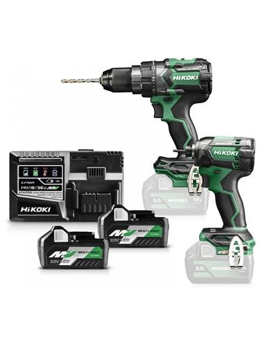 Hikoki KC18DCWBZ Akkus gépcsomag DV18DC+WH18DC 18V Li-Ion 2x36V 2,5Ah akkuval HITBOX kofferben