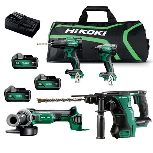 Hikoki KC18DEWHZ Akkus építőiipari gépcsomag 18V 3x5,0Ah akkuval vászontáskában