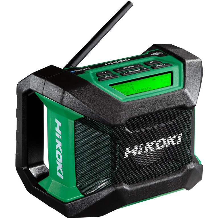 Hikoki UR18DAW4Z Akkus rádió 18V AM, FM, Bluetooth, + Hálózati adapter, akku és töltő nélkül