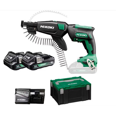 Hikoki W18DAWBZ Akkus gipszkarton csavarbehajtó+adaper 18V 2 x 2Ah akku  HITBOX kofferben