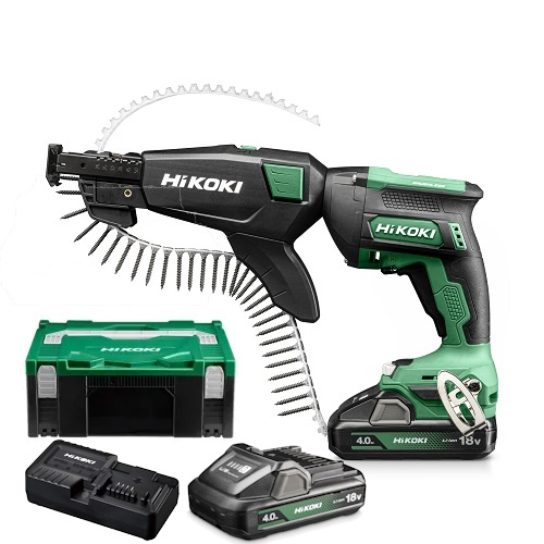 Hikoki W18DAWCZ Akkus gipszkarton csavarbehajtó+adaper 18V 2 x 4Ah akku  HITBOX kofferben