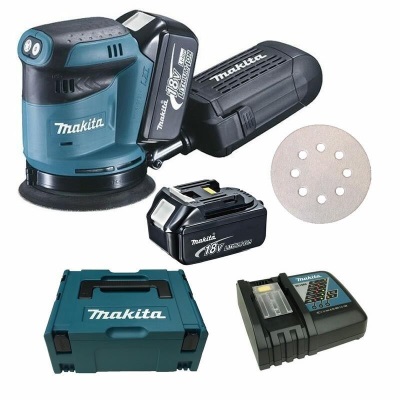 Makita DBO180RTJ Akkus excentercsiszoló 125mm 18V 2x5.0Ah Li-Ion akkuval MAKPAC kofferben