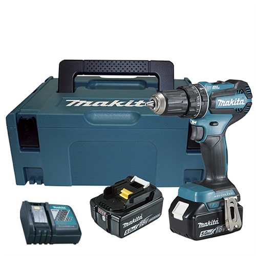 Makita DHP485RTJ Akkus furó-ütvecsavarozó 50Nm 18V 2x5,0Ah akkuval MAKPACK-ban