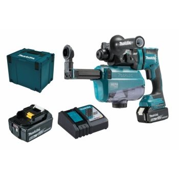 Makita DHR182RTWJ Akkus SDS+ fúrókalapács porszívóval 1,7J 18V 2x5,0 Ah Li-ion akkuval+kofferban