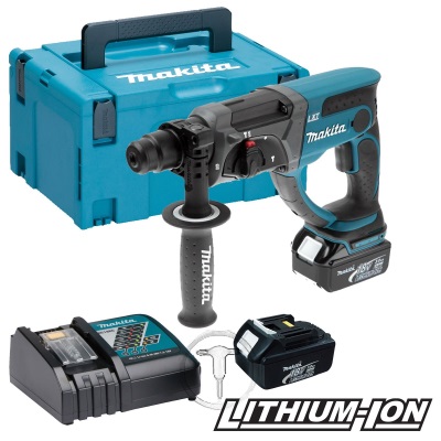 Makita DHR202RTJ Akkus SDS+ fúró-vésőkalapács 2,0J 18V 2x5.0Ah Li-Ion akkuval