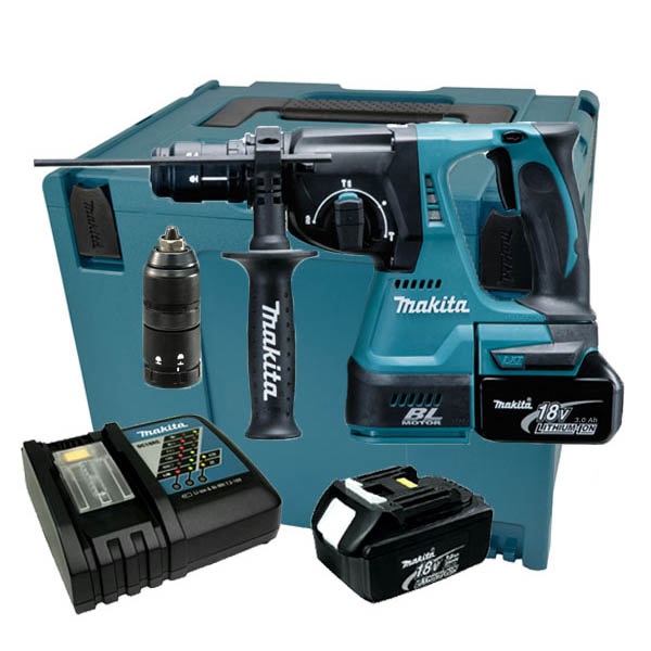 Makita DHR243RTJ Akkus fúró-vésőkalapács 2,0J 18V 2x5.0Ah Li-Ion akkuval + MakPac