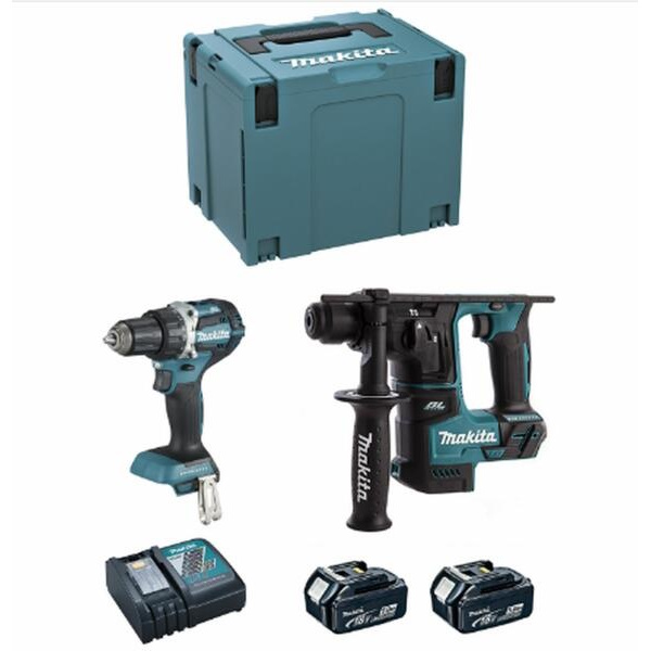 Makita DLX2271TJ Akkus gépcsomag 18V 2x5Ah Li-Ion DDF484+DHR171+MakPack