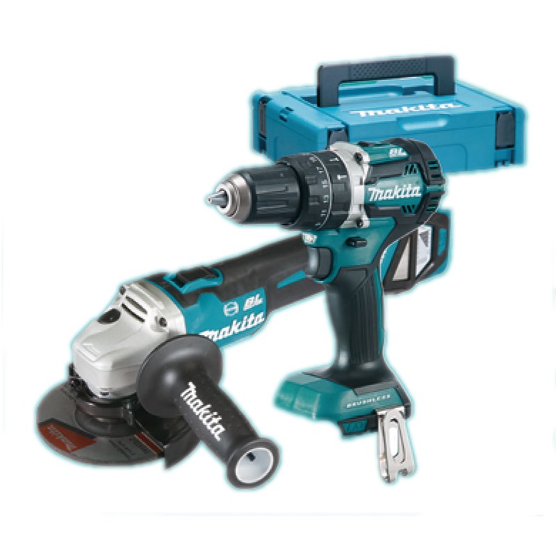 Makita DLX2272TJ Akkus gépcsomag 18V 2x5,0Ah Li-Ion akku (DHP484Z+DGA513Z) MakPack kofferben + Makita baseball sapka